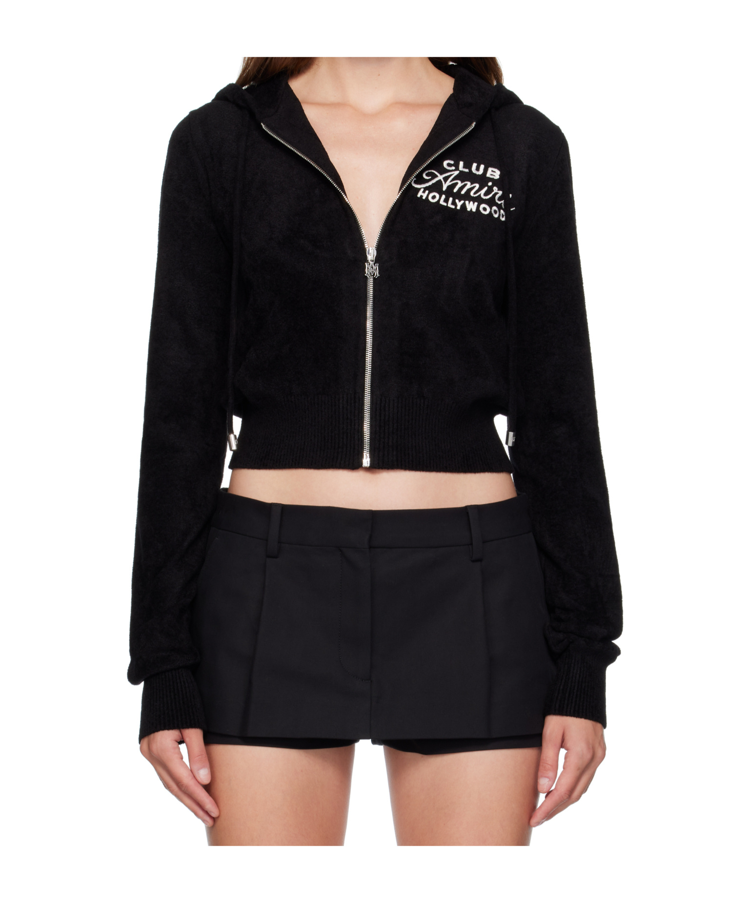 Amiri Club  Cropped Hoodie In Black