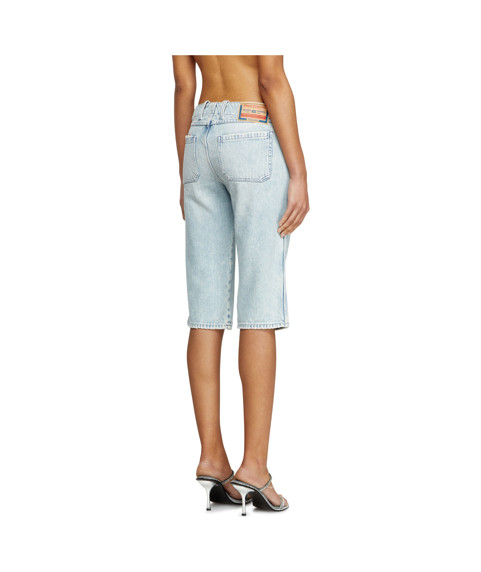 Diesel Capri Shorts In Herringbone Denim In White