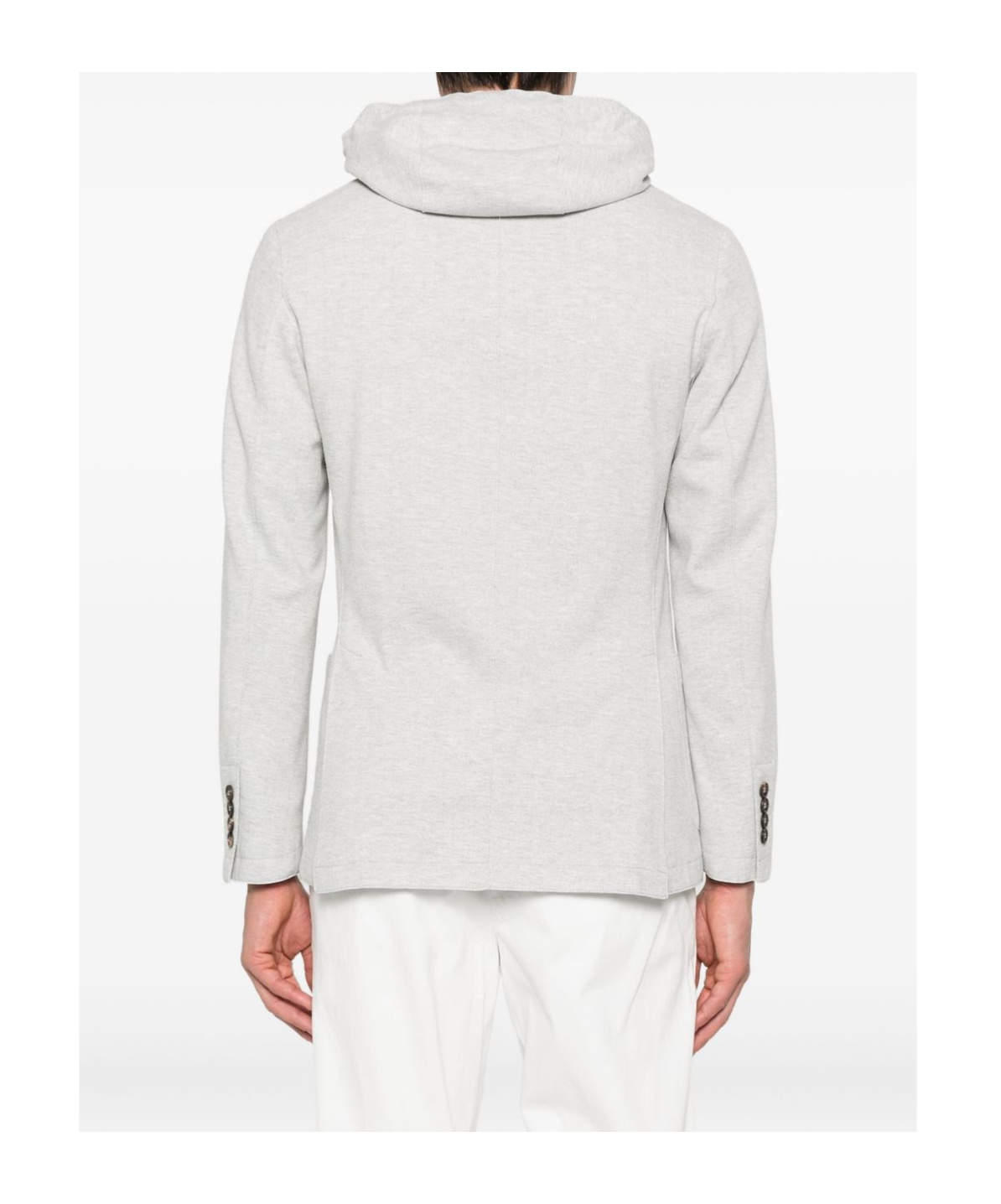 Eleventy Hooded Single-breasted Blazer In Gray