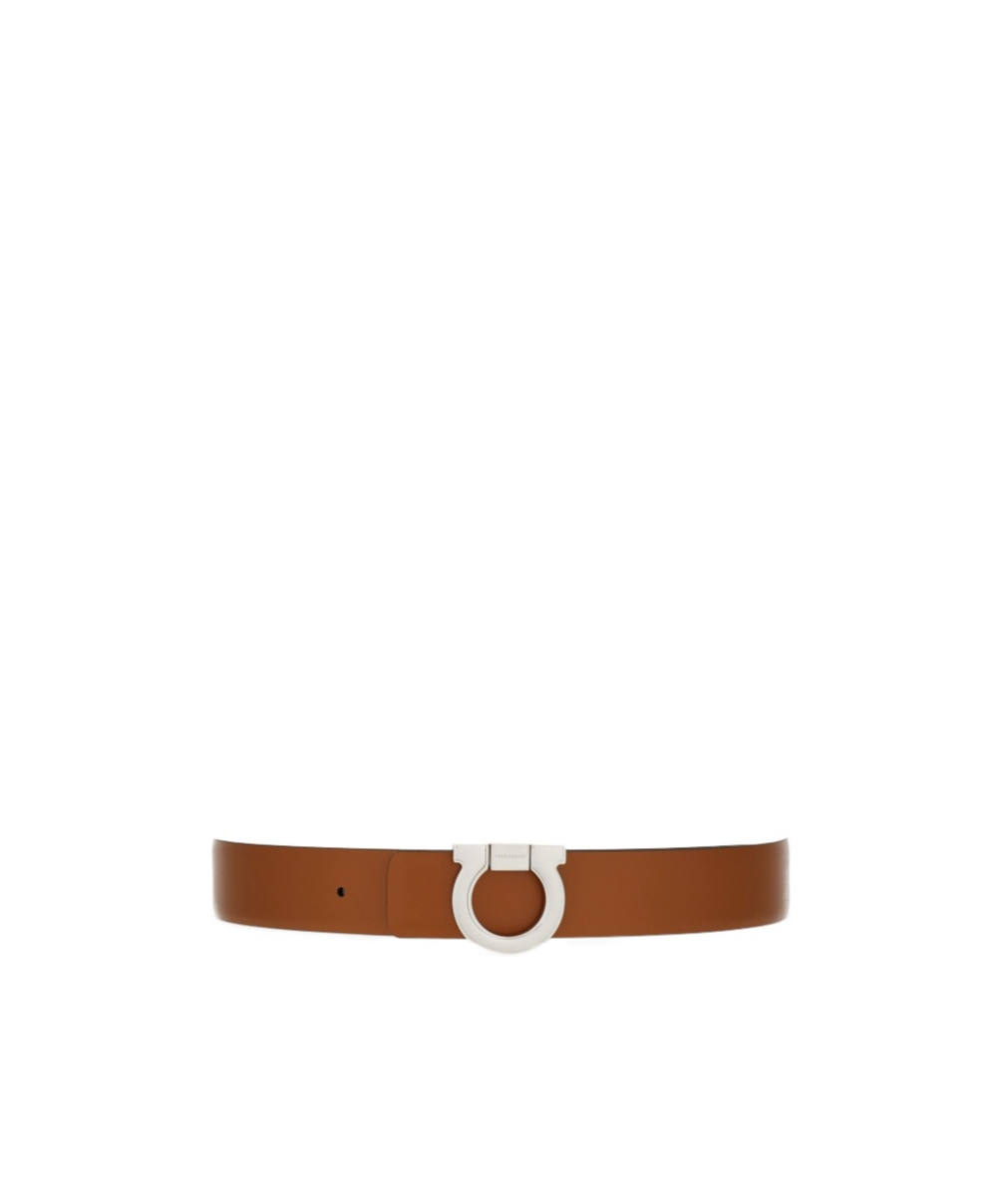 Ferragamo Double-sided Gancini Belt In Brown