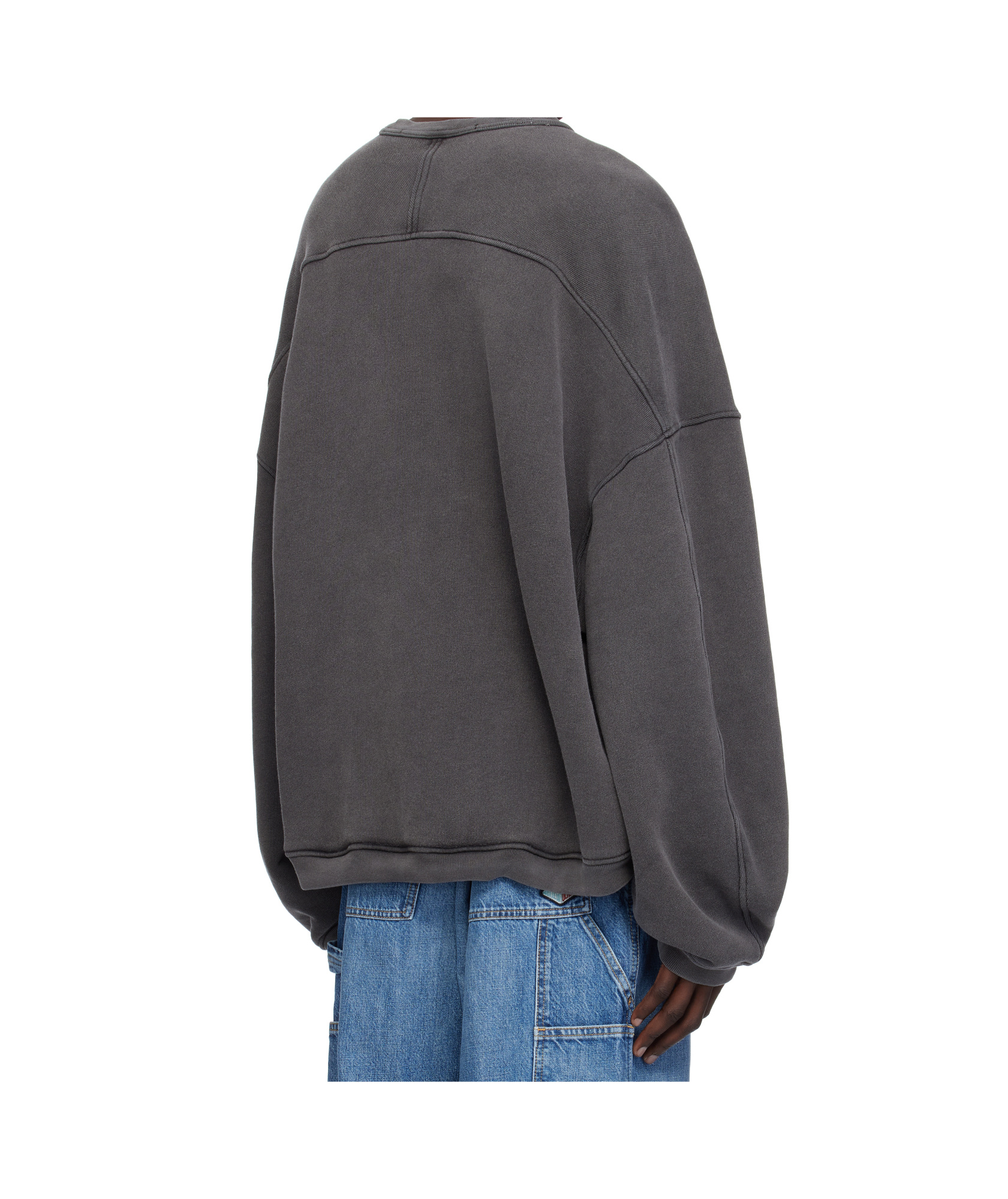 Alexander Wang Gray Logo Crewneck Sweatshirt In Black