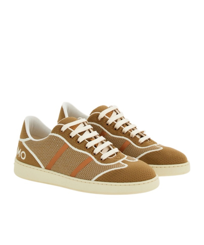 Ferragamo Logo-embroidered Low-top Sneakers In Brown