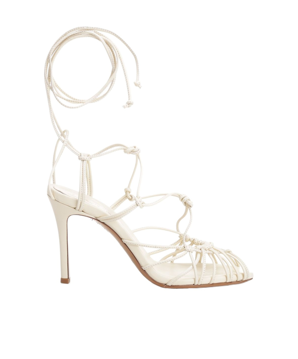 Shop Forte Forte Thin Heel Sandals With Leather Tubular Laces In White