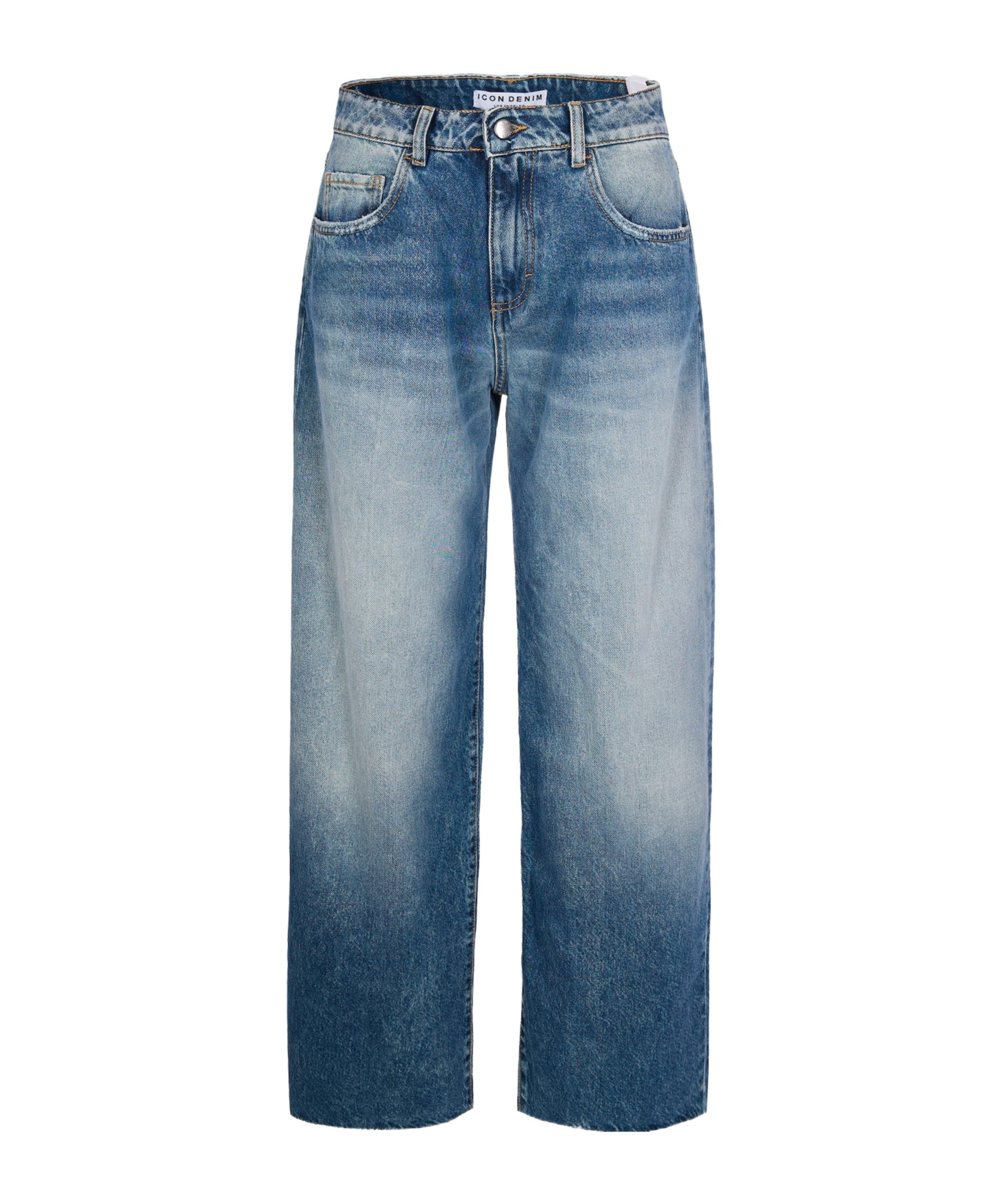 Icon Denim Bea Blue Jeans With Wide Leg And Logo Patch On The Rear In Denim Woman In Blue