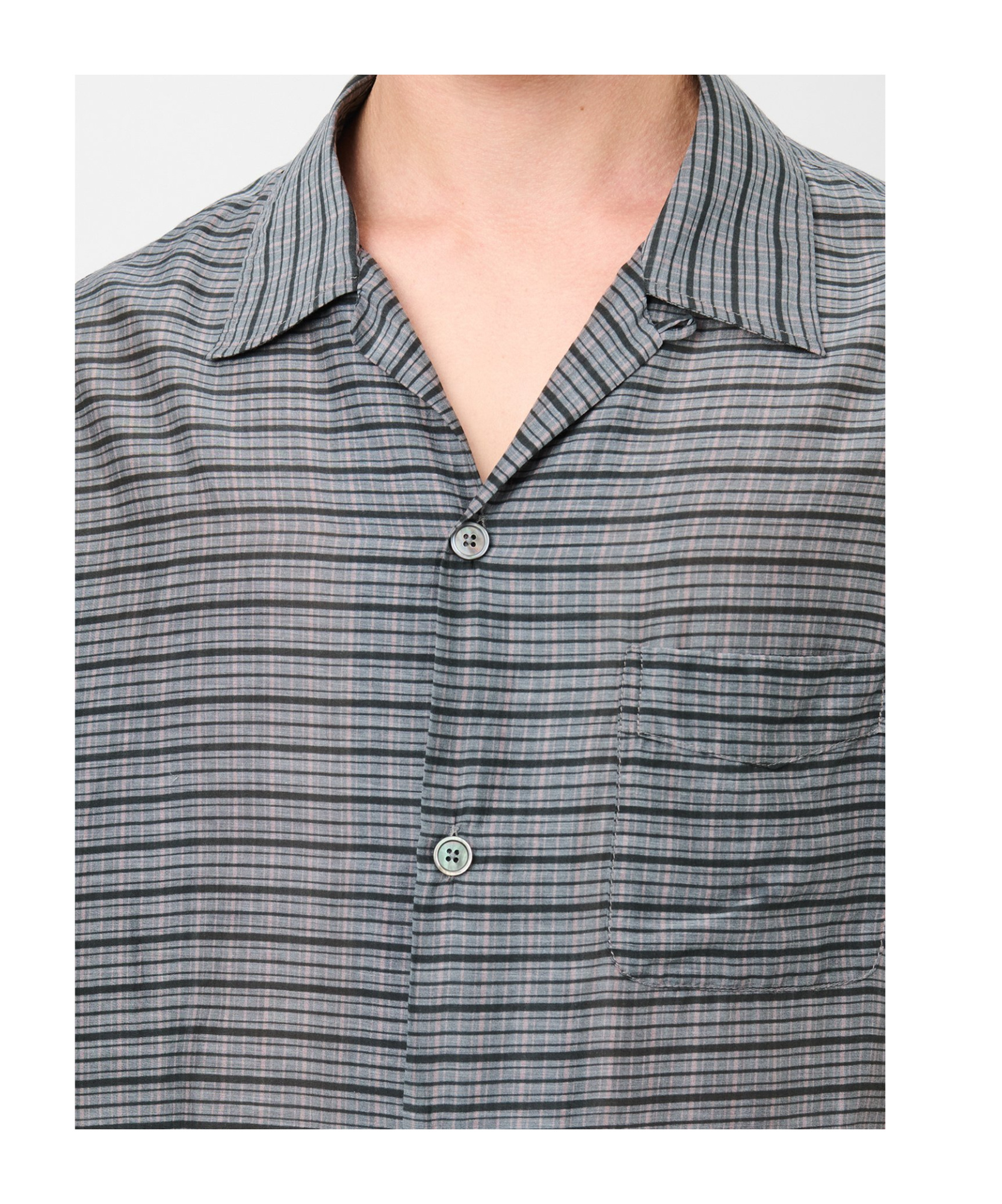 Our Legacy Heusen Checked Cotton And Silk Bowling Shirt In Gray