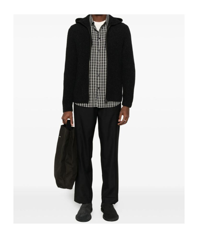 Samsoe & Samsoe Zip-up Hooded Sweater In Black