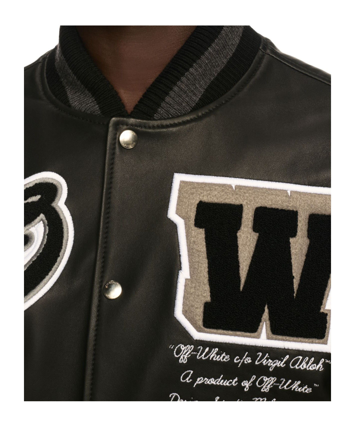OFF-WHITE FULL LEATHER BOMBER JACKET