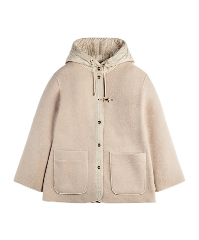 Fay Hooded Jacket With Drawstring And Pockets In Neutral