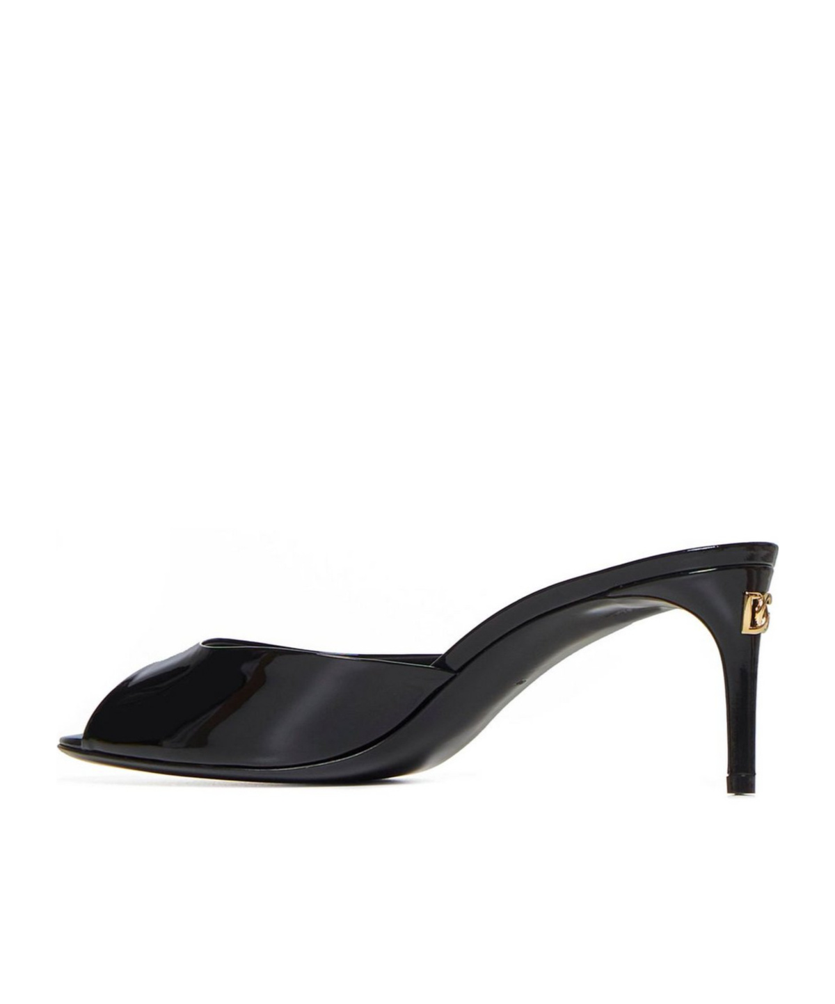 Dolce & Gabbana Patent Leather Open Toe Mules Heel 7 Cm In Black