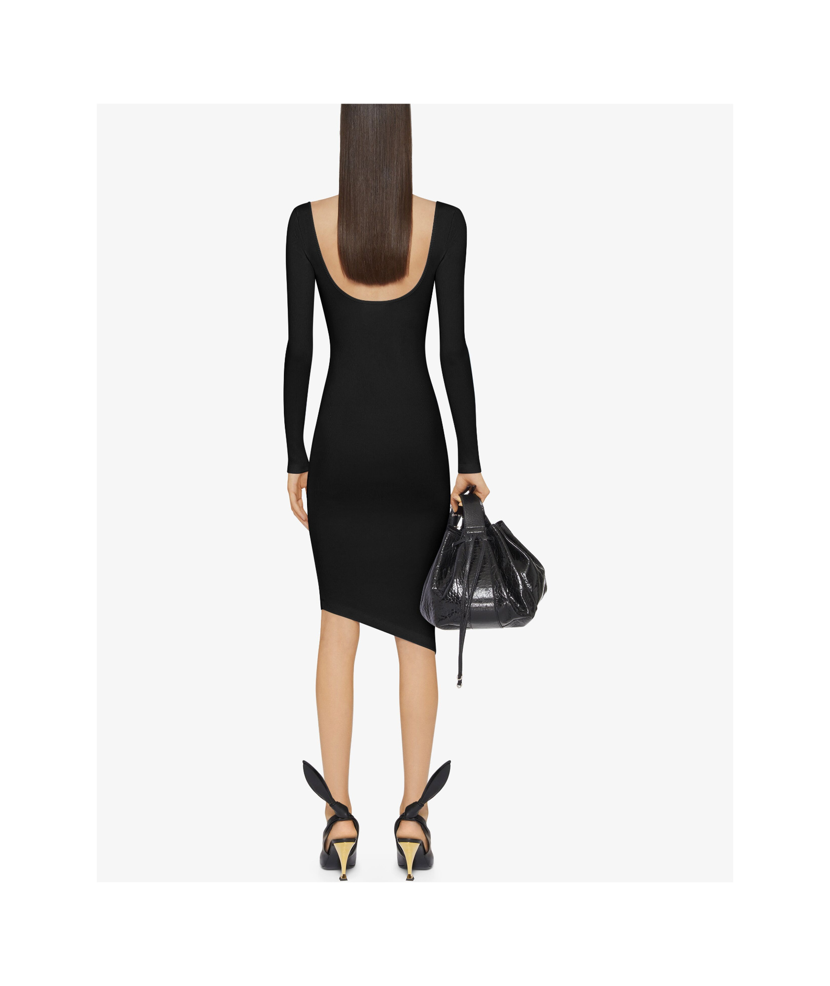 Givenchy Asymmetric Dress In Knit With 4g Liquid Detail In Black