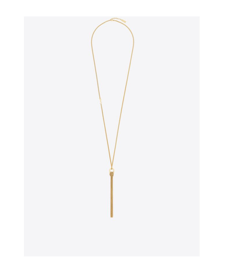Saint Laurent Cassandre Metal Tassel Necklace In Yellow