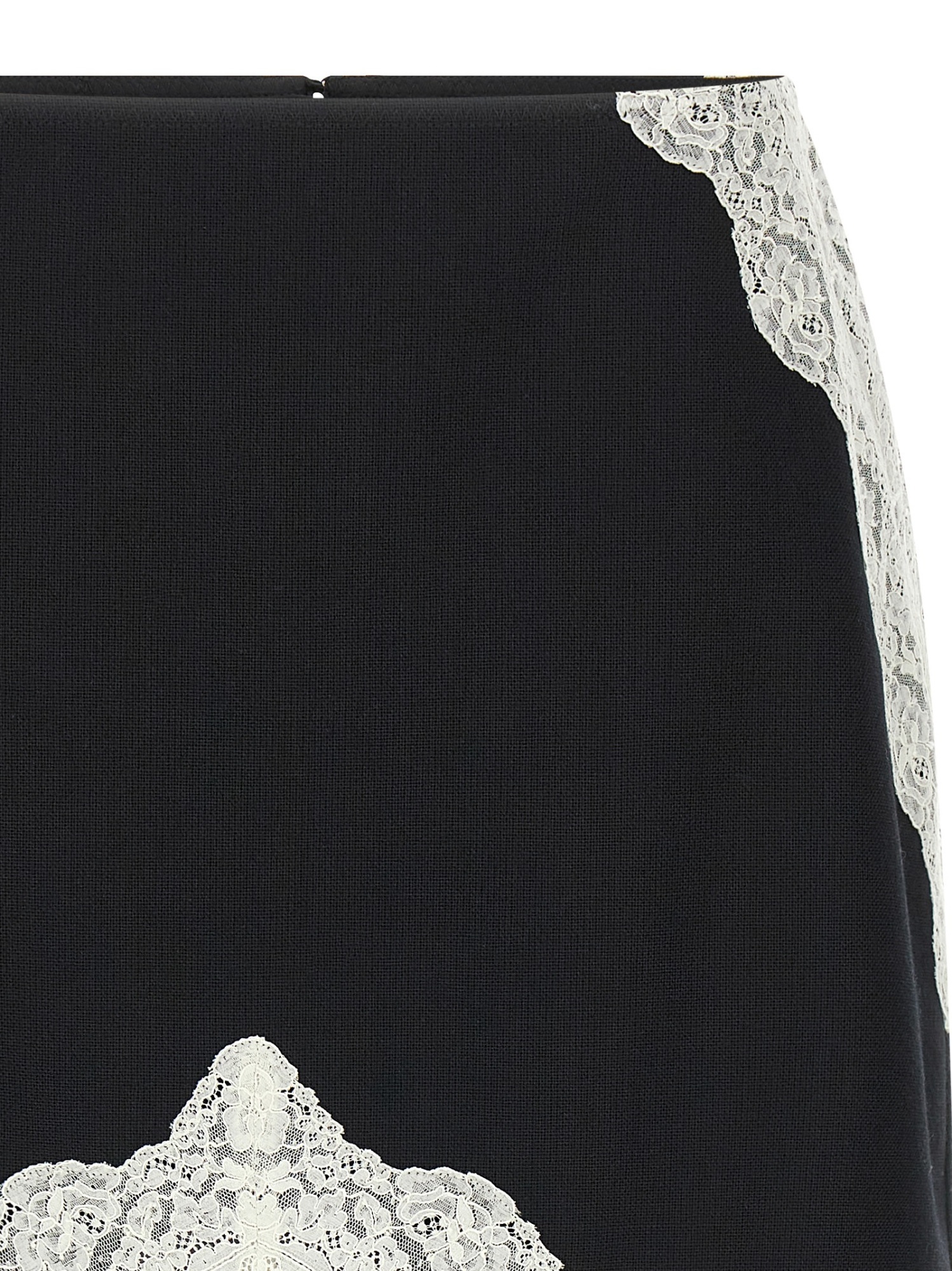 Jil Sander Asymmetric Lace Wool Skirt With Sheer Overlay In Multi