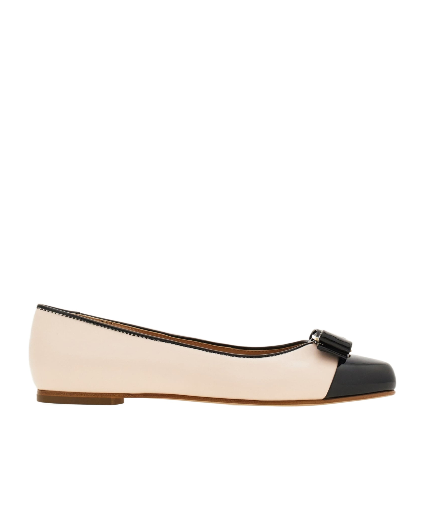 Ferragamo Black And Ballet Pink Two-tone Varina Ballet Flats