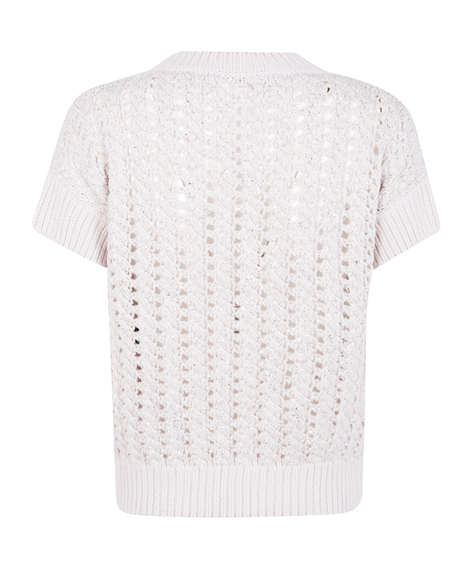 D Exterior Sequin-embellished Open-knit Sweater In White
