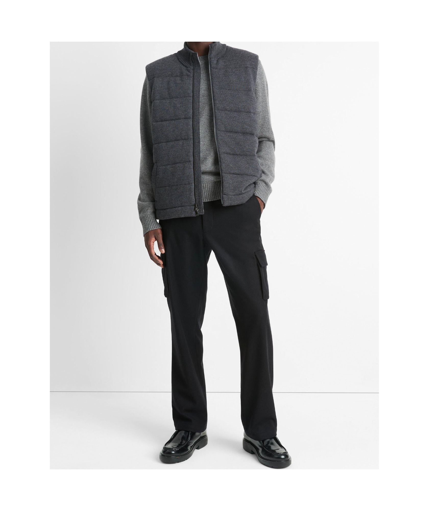 VINCE WOOL FULL ZIPPER VEST
