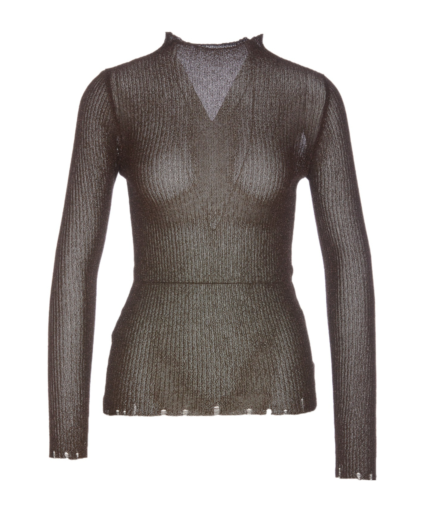 Pinko Semi-sheer Distressed Jumper In Black