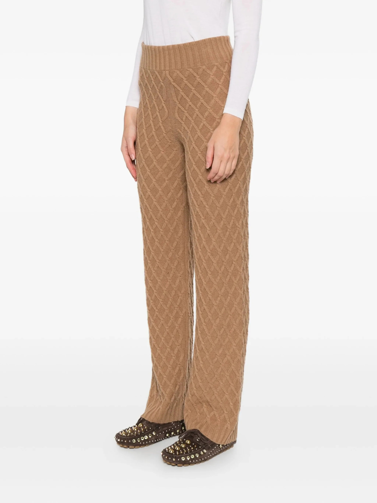 Max Mara Ribbed Casual Pants In Brown