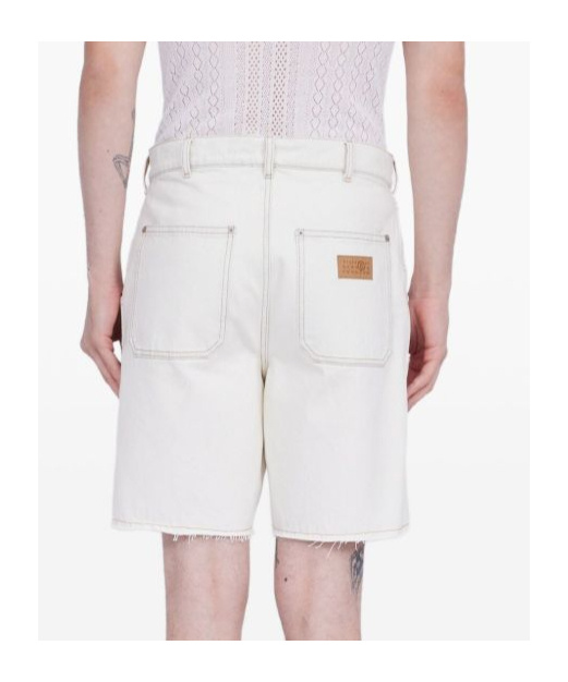 Mm6 Maison Margiela Numbers-motif Denim Shorts In Off White