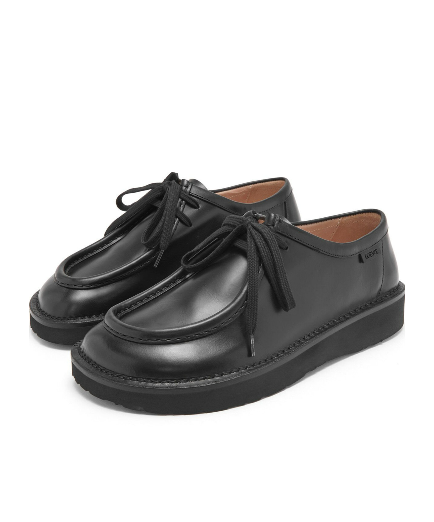 Loewe Faro Lace Up In Pull-up Calfskin In Black