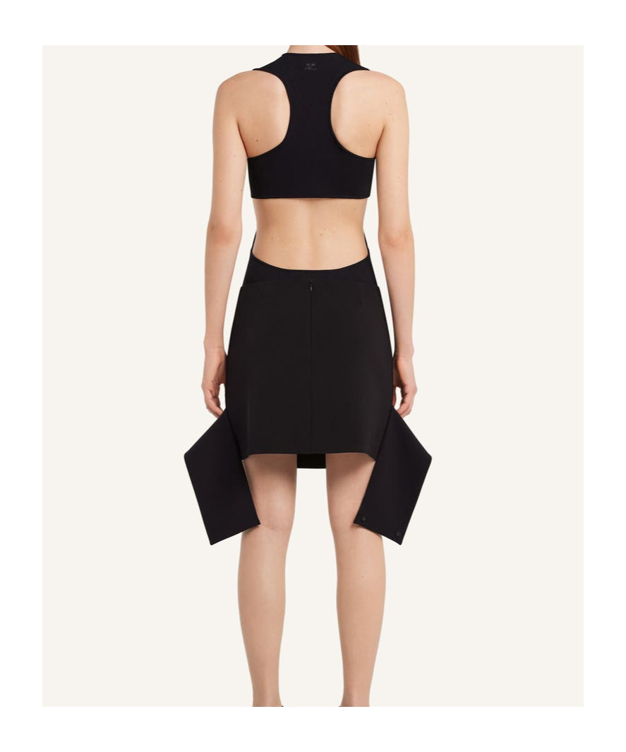 Courrèges Reversed Belt Satin Mini Skirt In Black