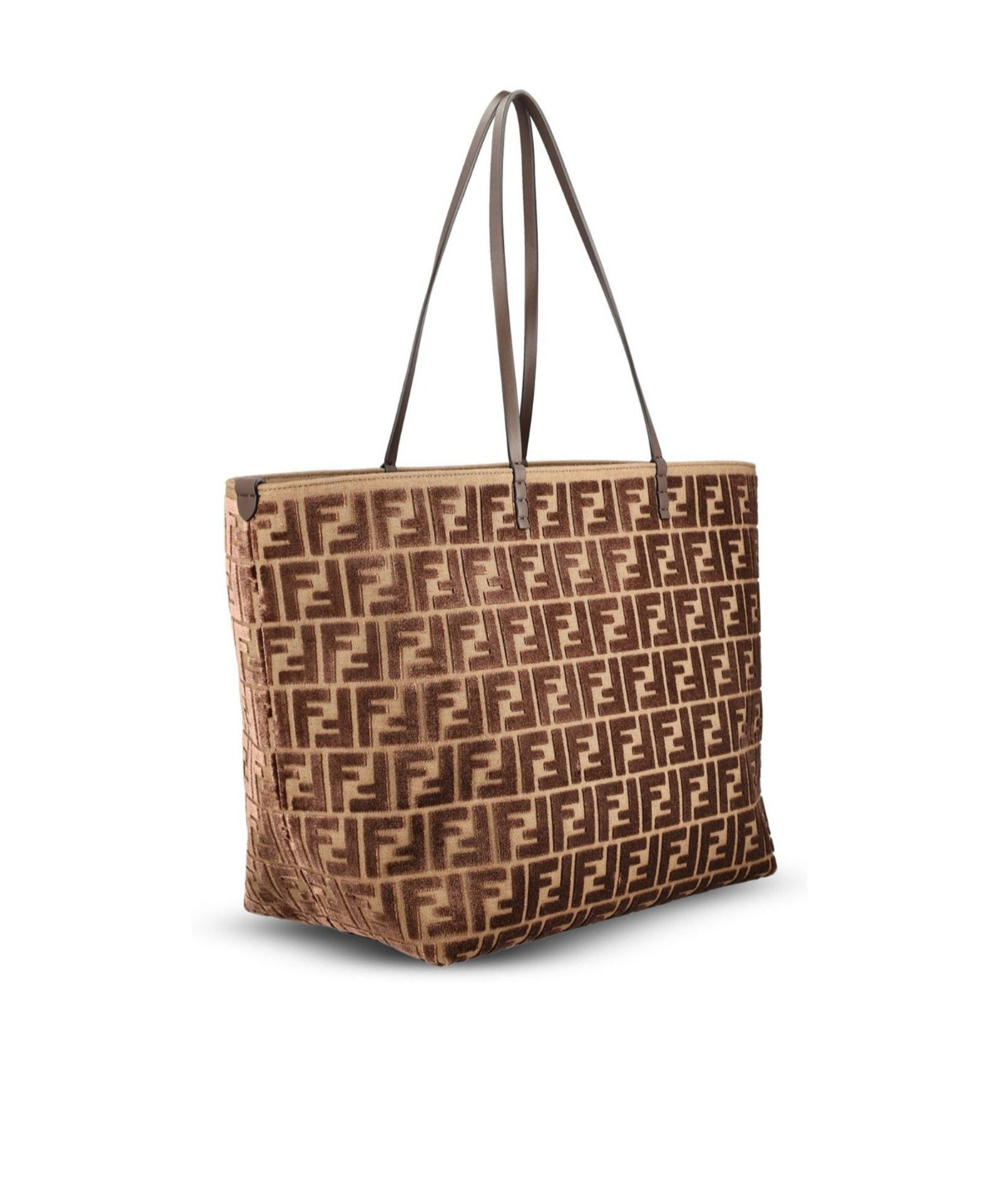 Fendi Roll Ff Jacquard Large Tote Bag In Brown