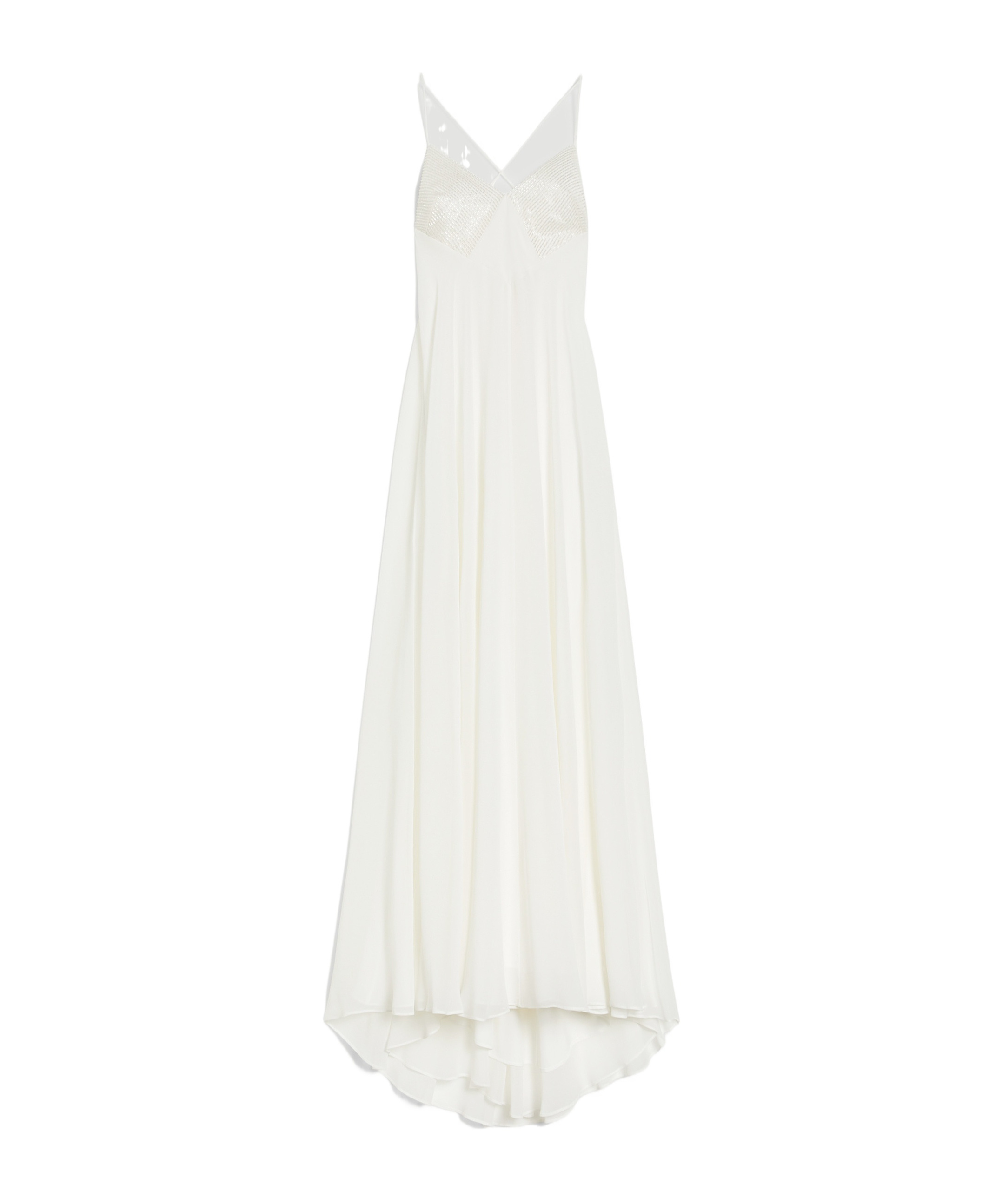 Max Mara Silk Calmi Maxi Dress With Embroidered Bustier In White