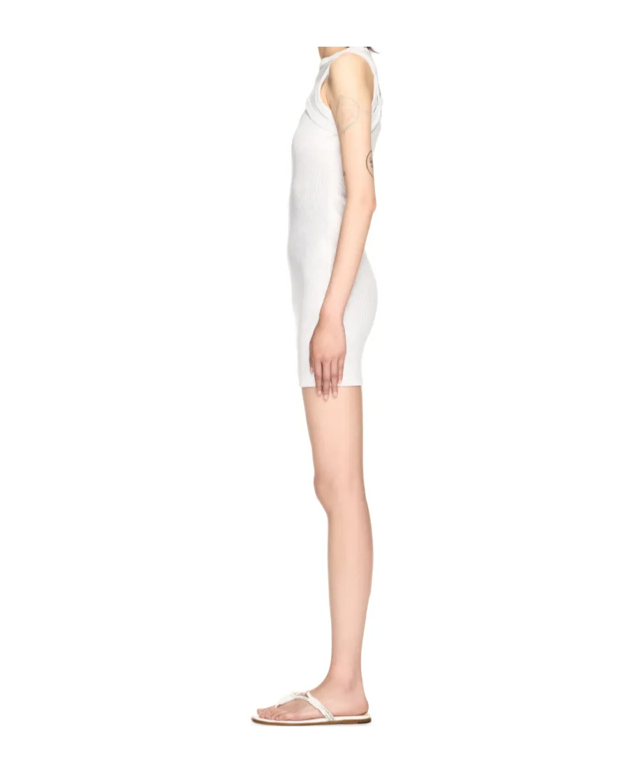Off-white Coated Ribbed Mini Dresss In White