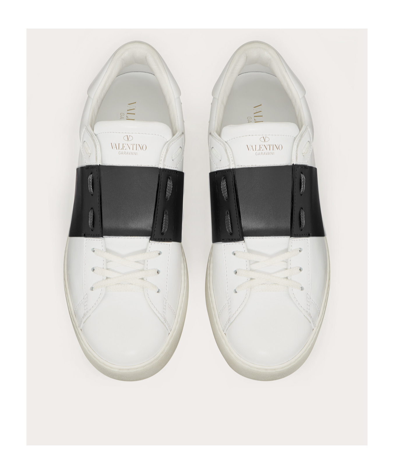 Shop Valentino Calfskin Open Sneaker In White
