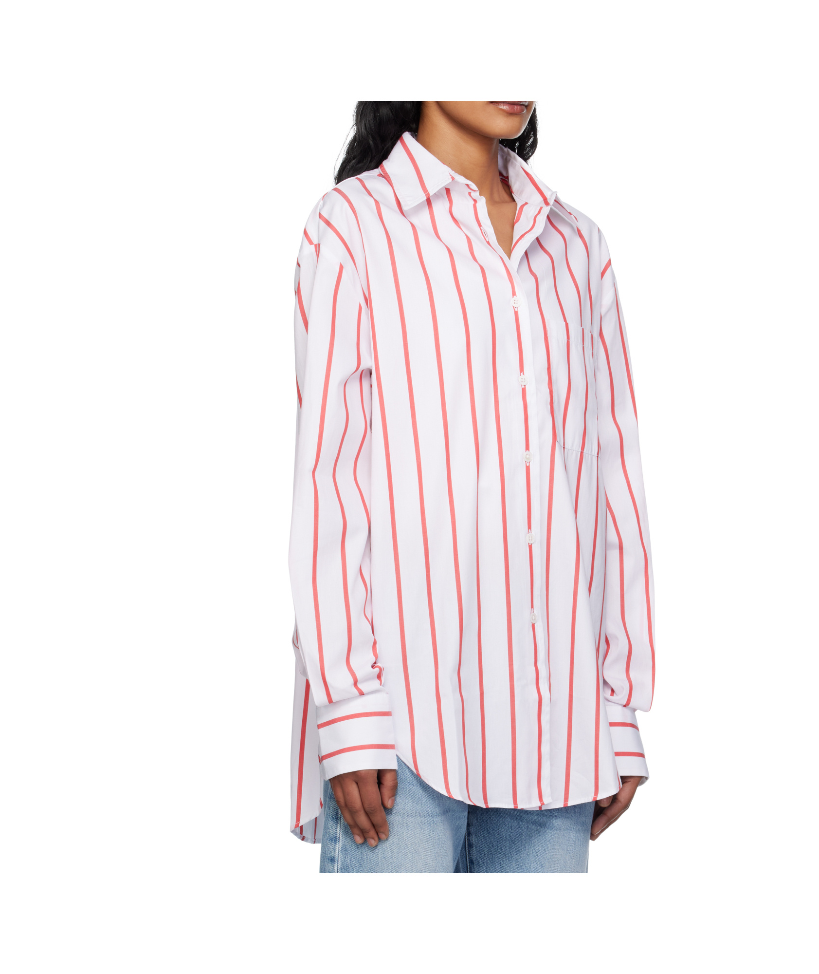 The Frankie Shop Lui Oversized Striped Cotton-poplin Shirt In White