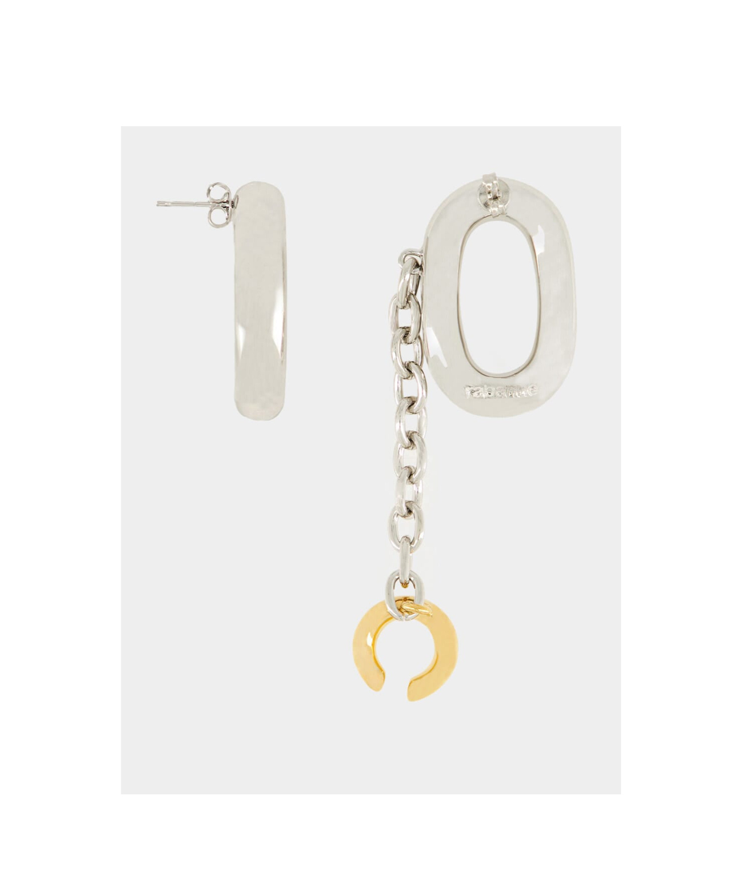 Rabanne Silver Xl Link Earrings In White