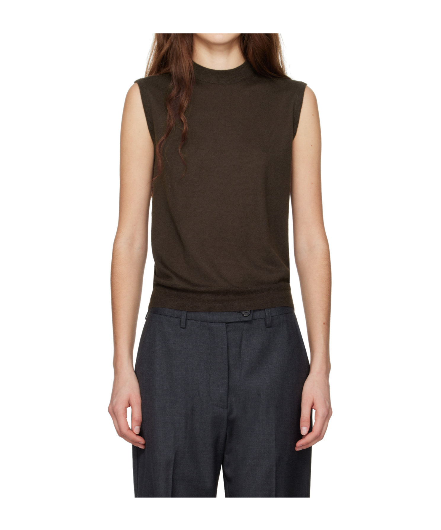 Co Brown Fine Cashmere Shell Vest In Brown