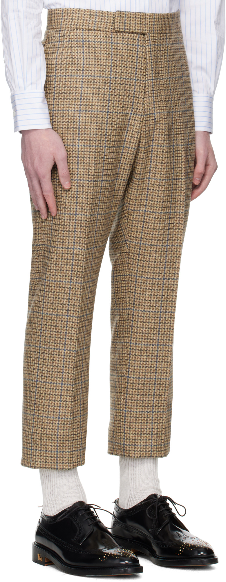 Thom Browne Checked Straight-leg Trousers In Brown