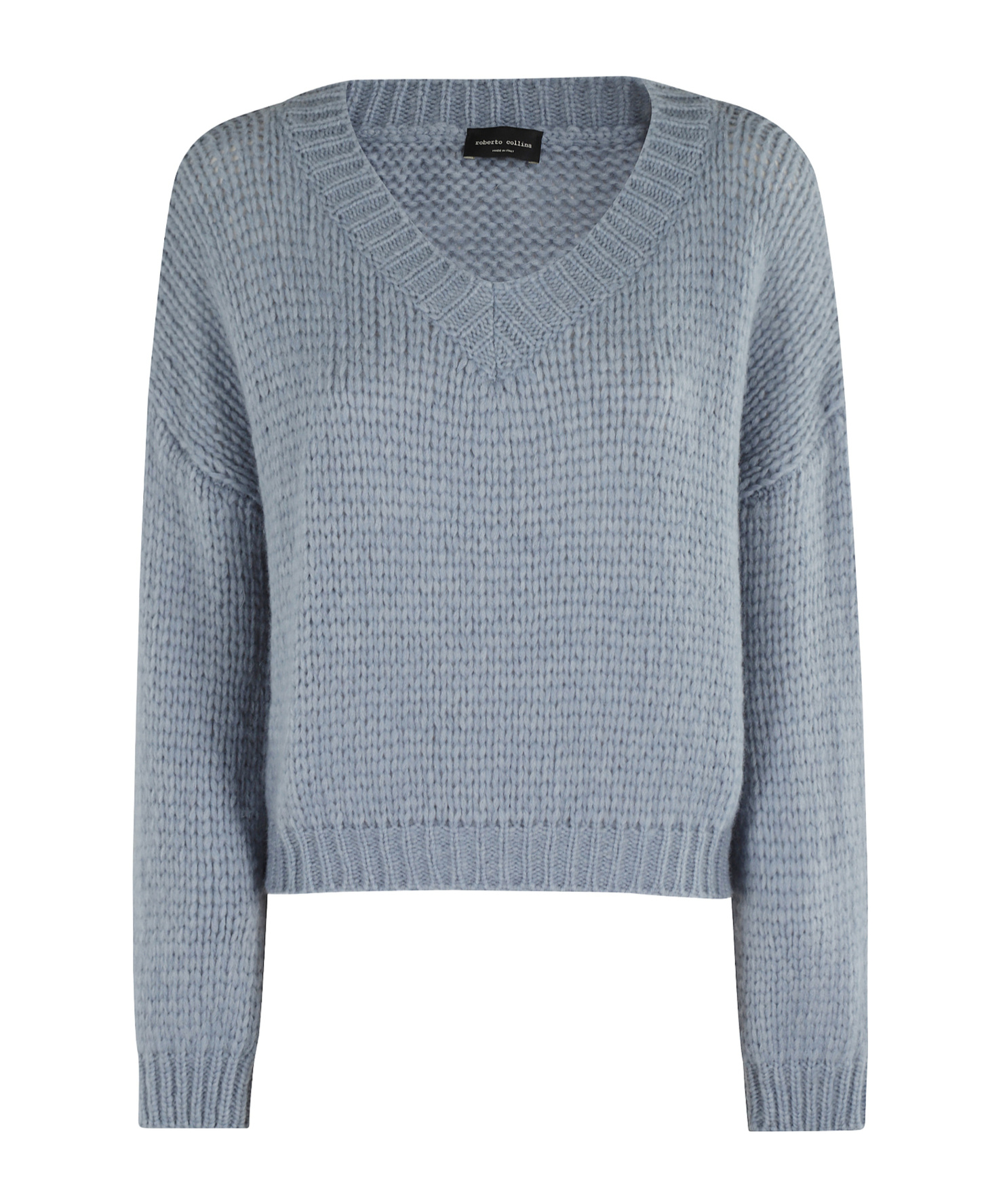 Roberto Collina Relaxed Fit Long-sleeved V-neck Sweater In Blue
