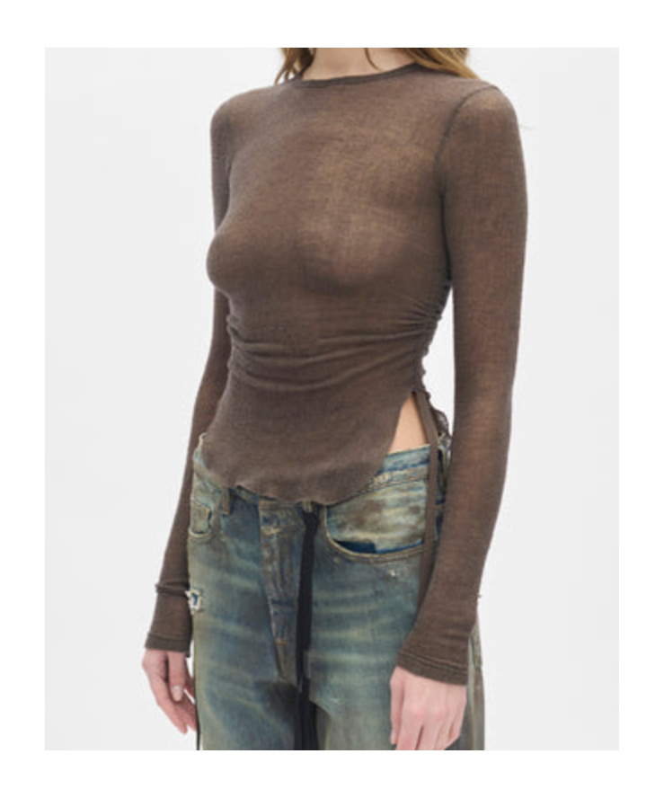 Ann Demeulemeester Oke Long Sleeve Crop Top In Green