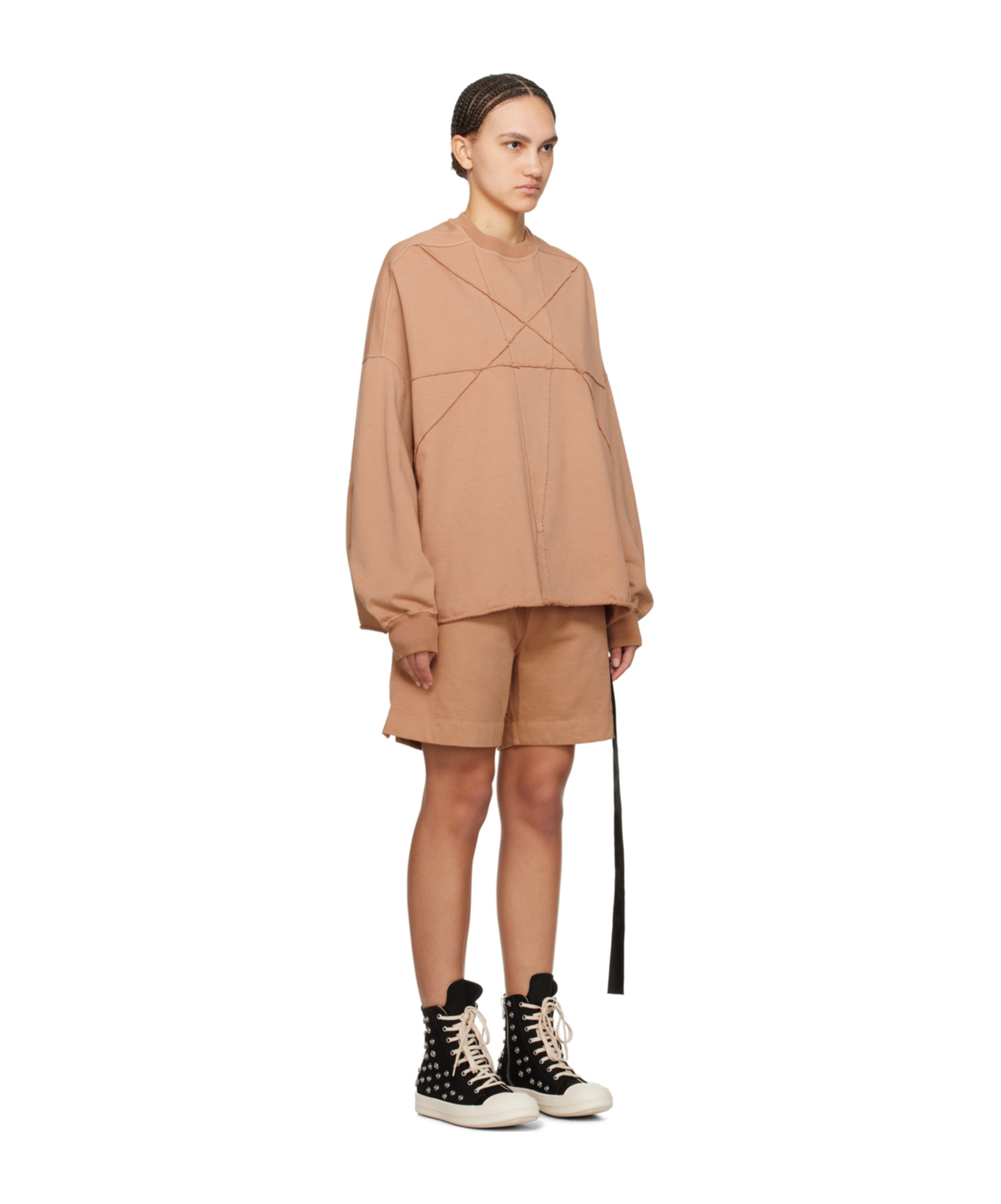 Shop Rick Owens Drkshdw Round Neck Long-sleeved Sweater In Pink