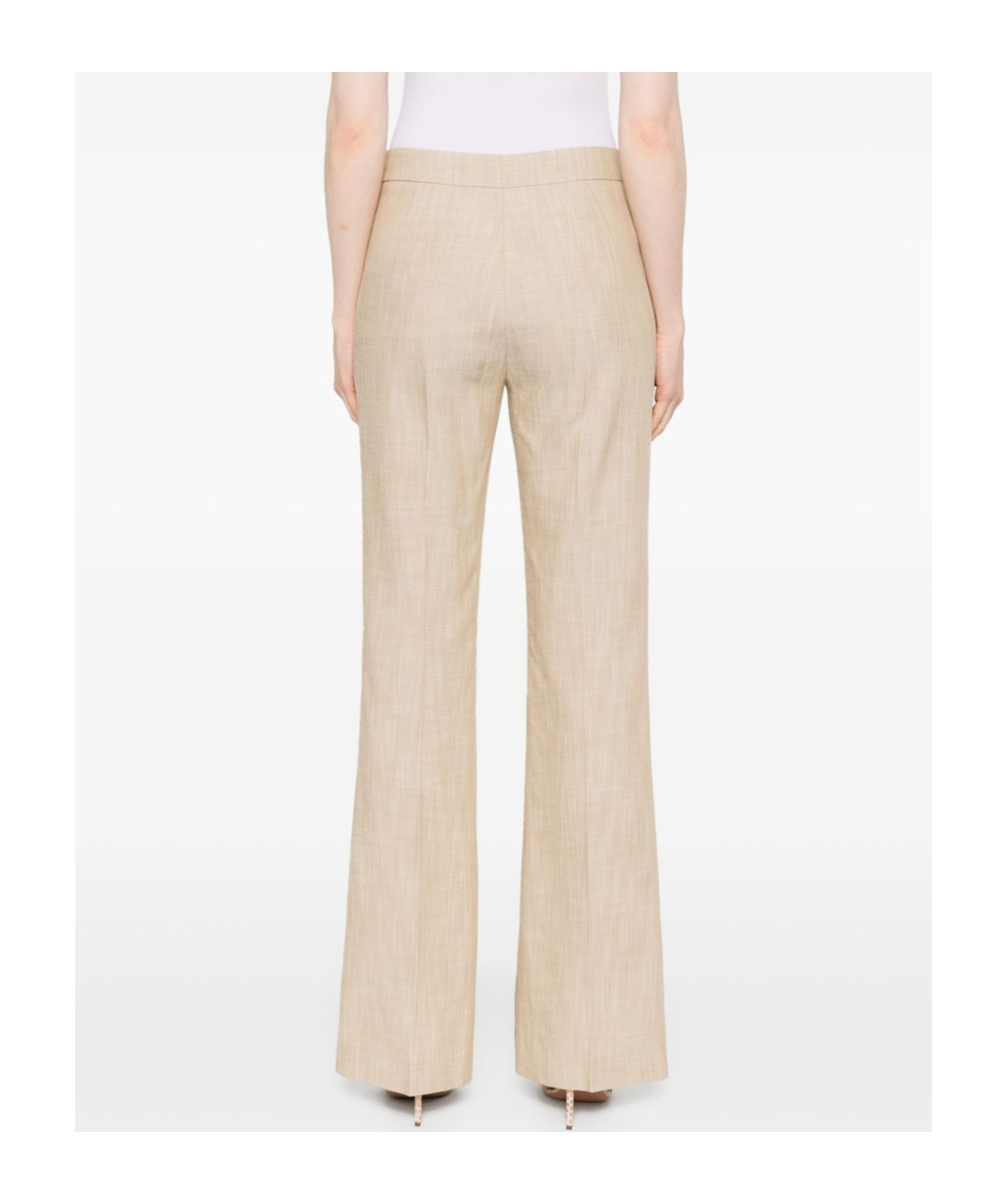 Pinko Flared Trousers With Front Button In Neutral