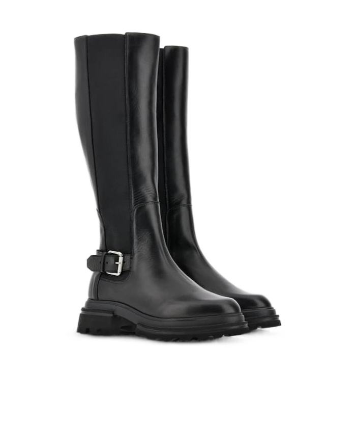 Shop Hogan Buckled Knee-high Boots In Black