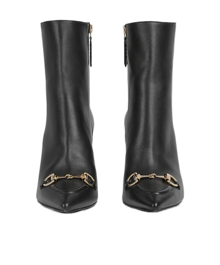 Gucci Leather Ankle Boots With Horsepiece In Black