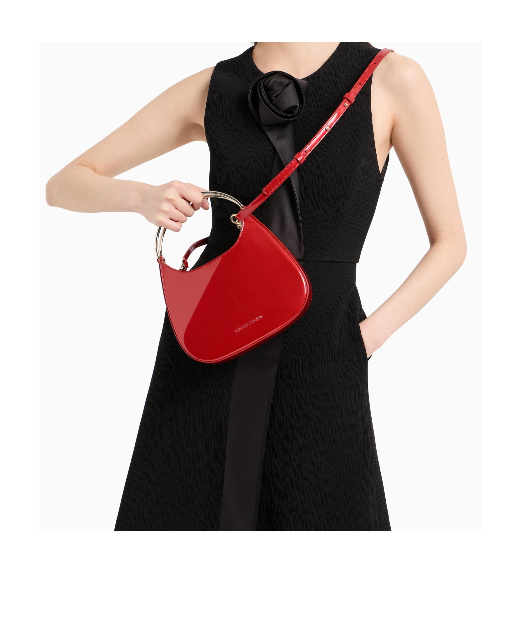 Emporio Armani Hobo Detachable Shoulder Strap Portable Cross-body Mini Bag In Red