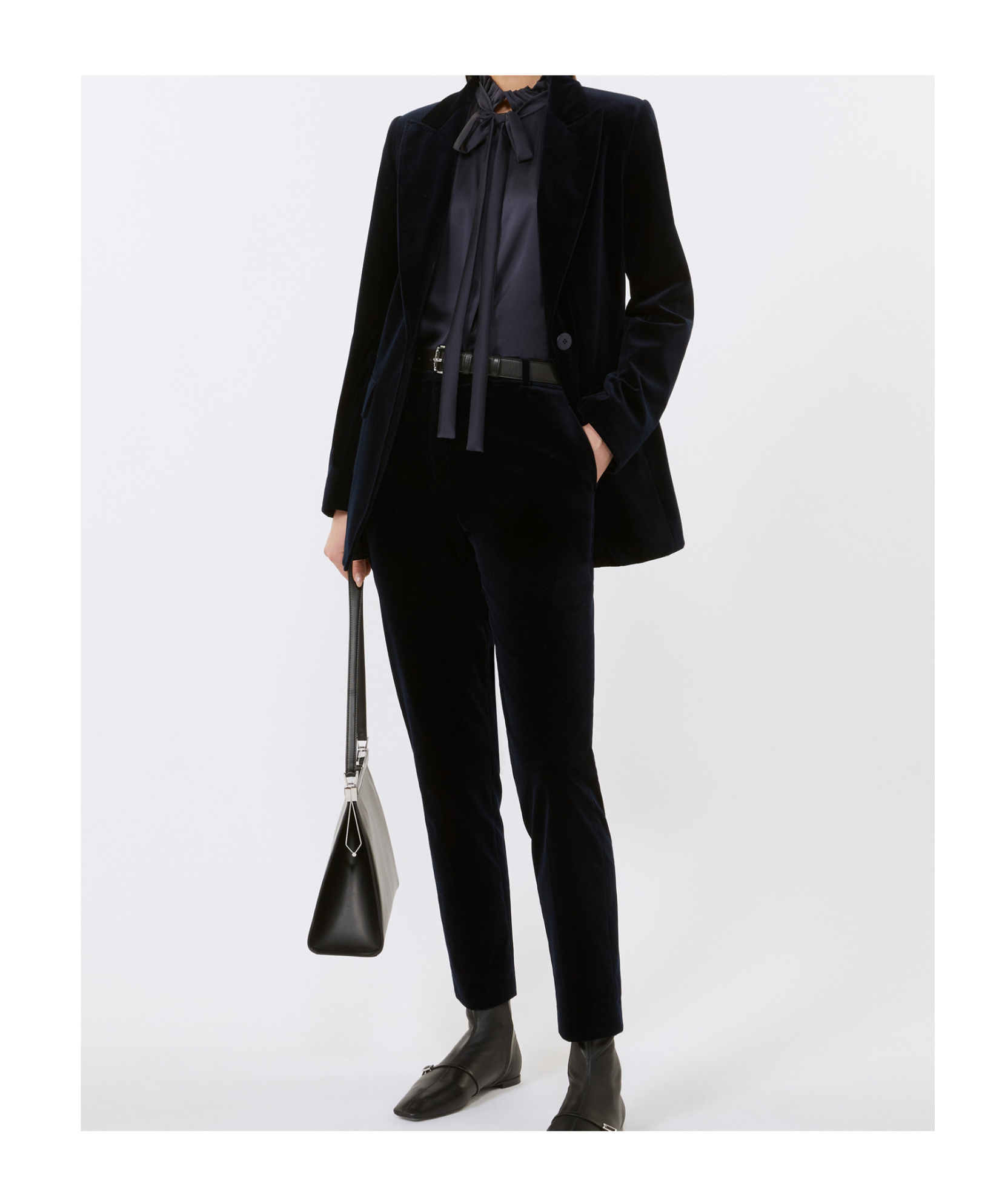 Max Mara Lapel Long-sleeved Suit Jacket In Black