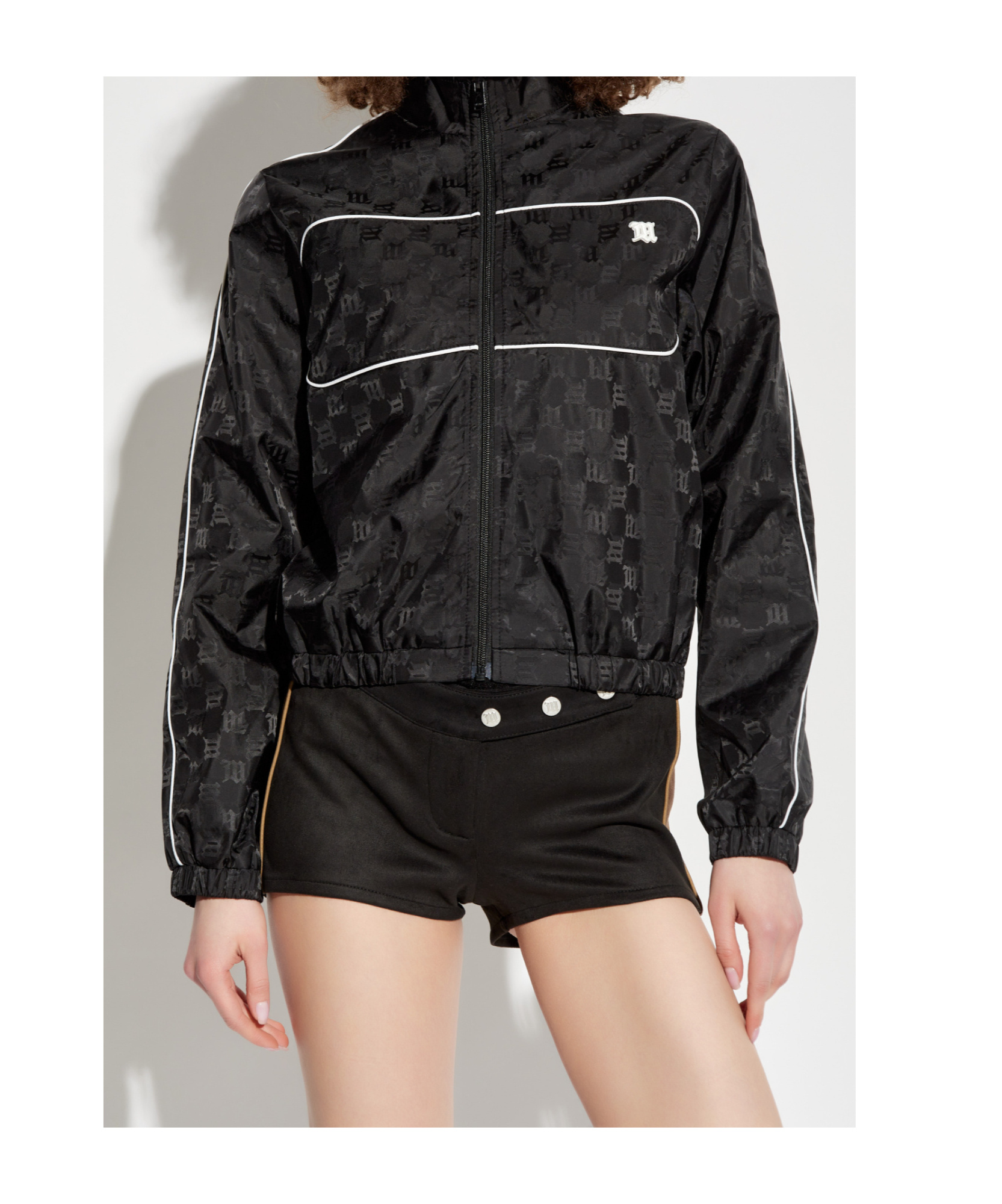 Misbhv Black Monogram Nylon Windbreaker Jacket In Black
