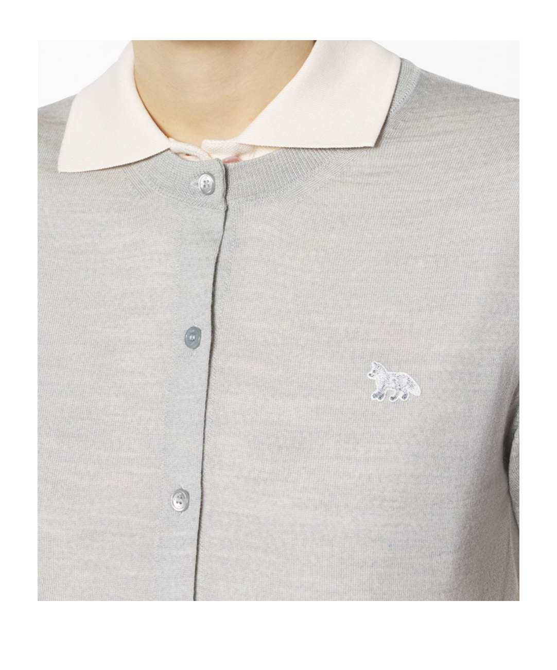 Maison Kitsuné Baby Fox-embroidered Short-sleeve Cardigan In Gray