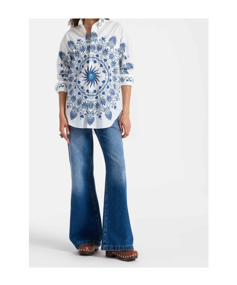 La Doublej La Double J Woman Shirt White Size M Cotton In Blue