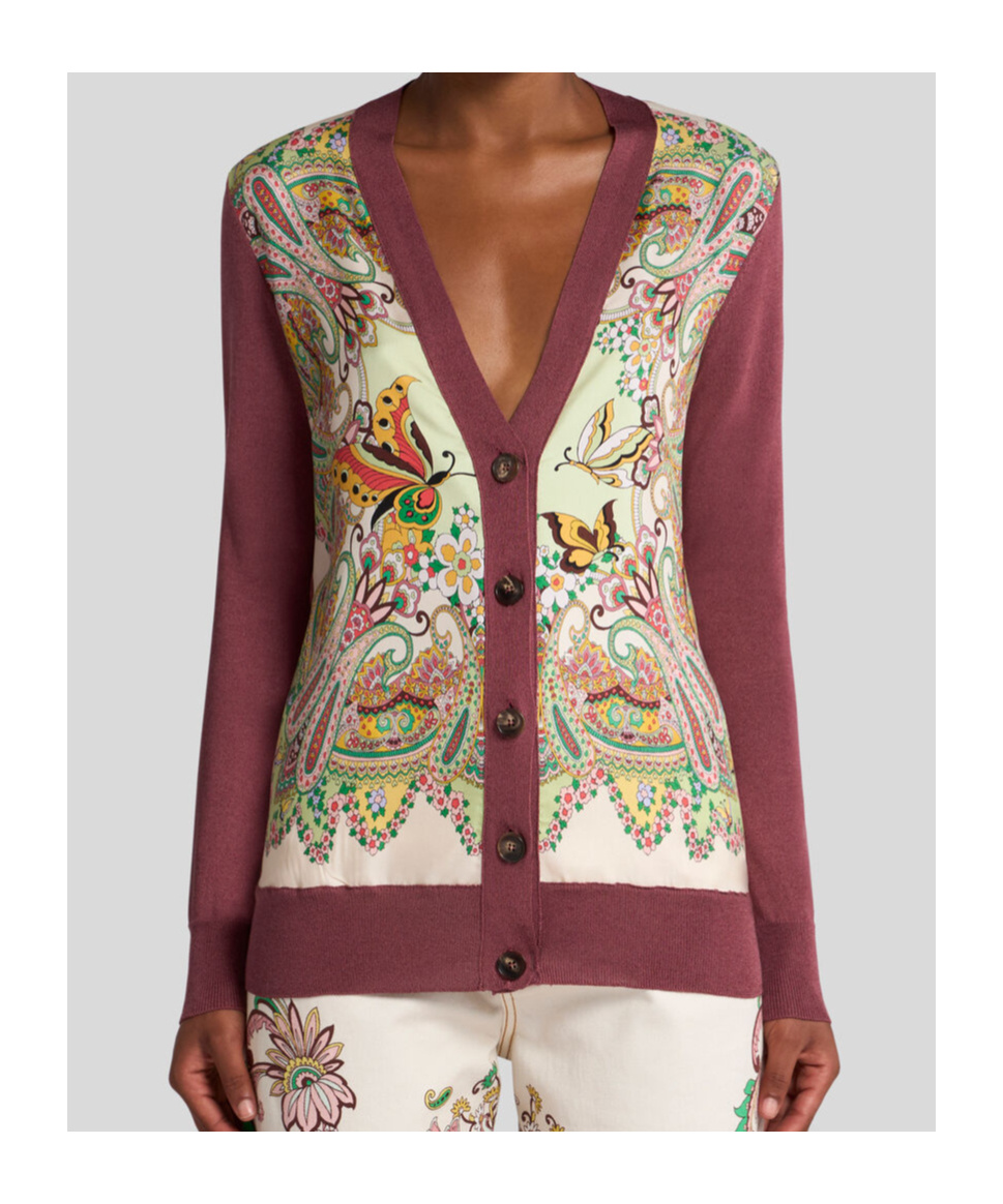 Etro Plum Cotton Blend Cardigan