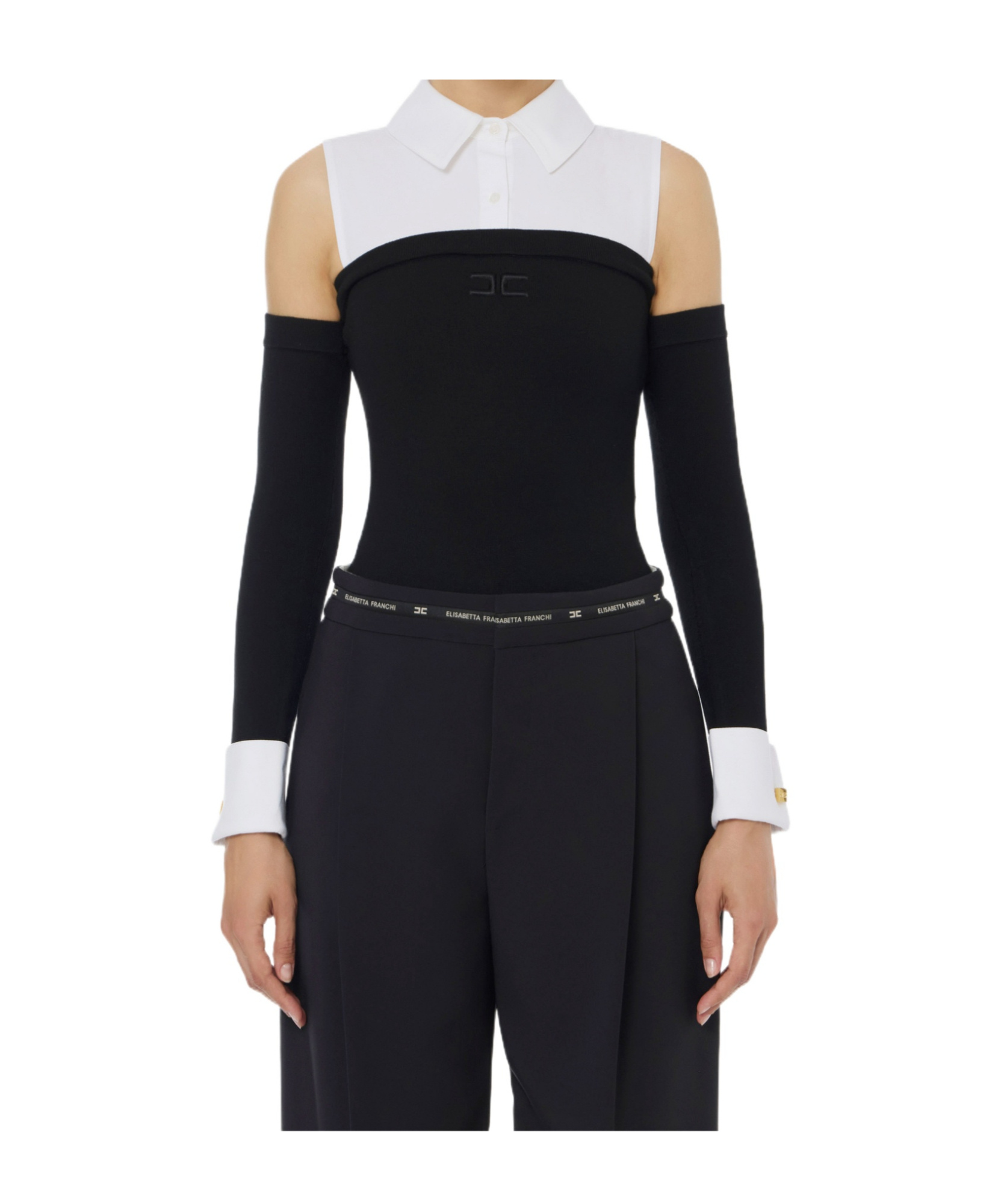 Elisabetta Franchi Viscose And Cotton Poplin Knit Bodysuit