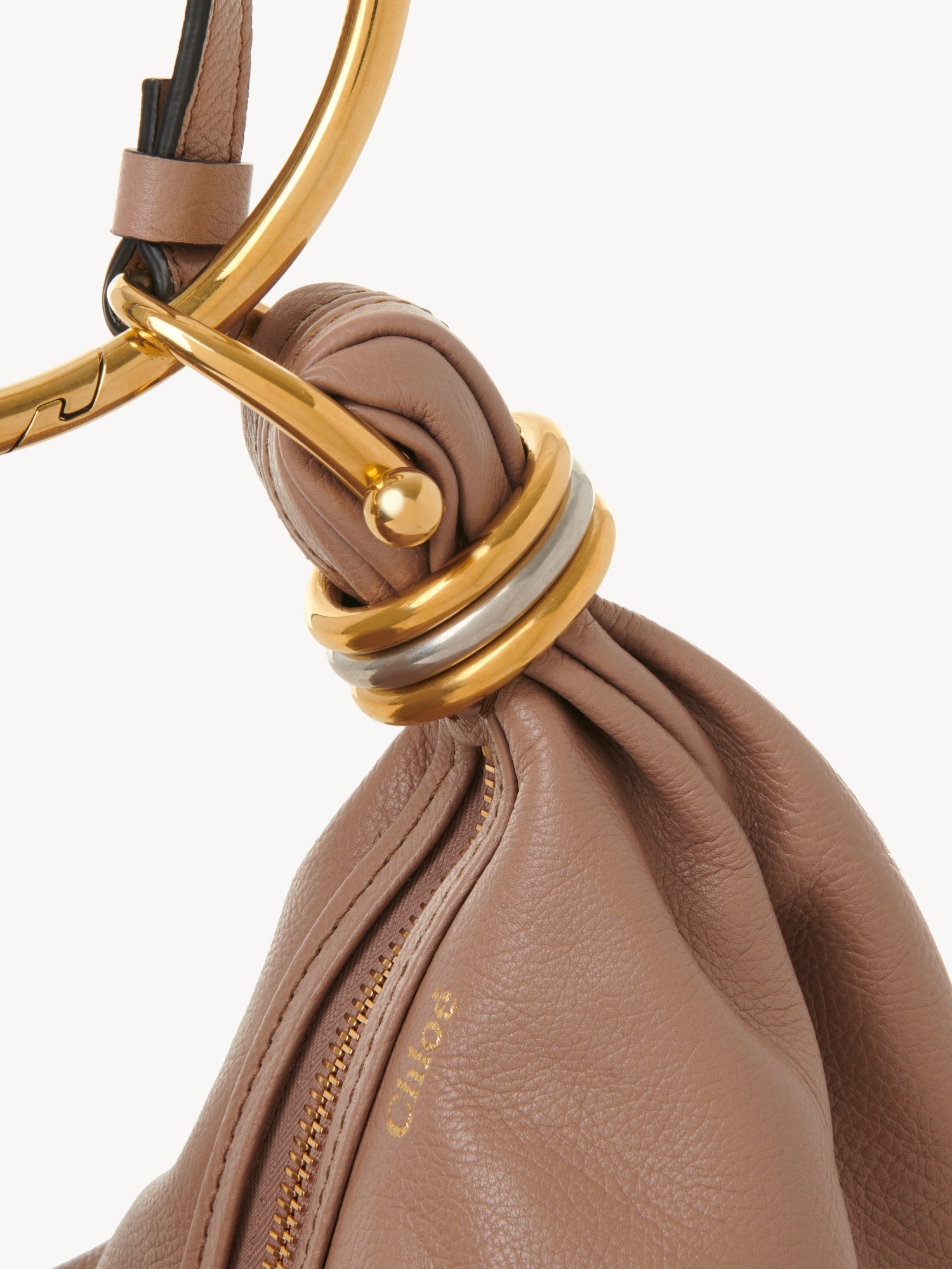 Chloé Grain Leather Small Bracelet Hobo Bag In Brown