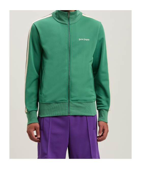 Shop Palm Angels Logo Embroidered Track Jacket In Green