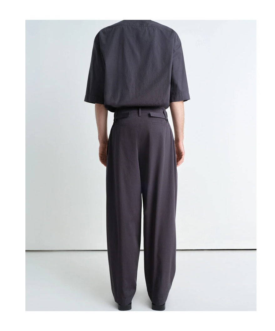 Lemaire Black Drawstring Pants In Wool Blend In Black