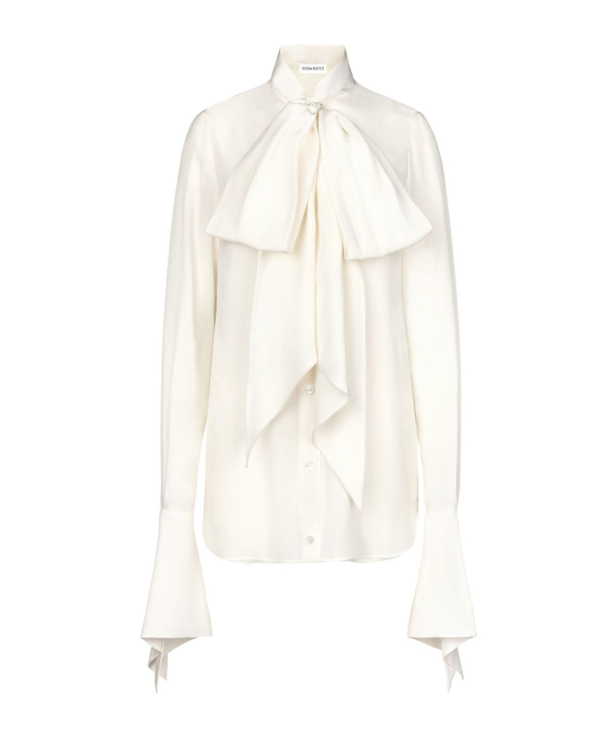 Nina Ricci Pussy-bow Collar Silk Shirt In White