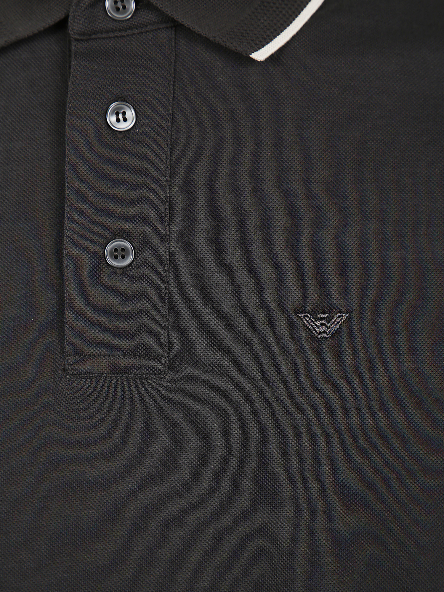Emporio Armani Eagle Embroidery Piquet Polo Shirt In Black